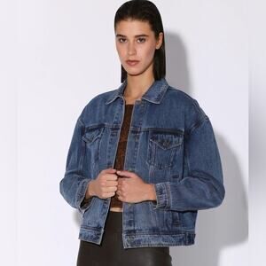 Walter Baker Shawna Dark Denim Jean Jacket Oversized Size XS